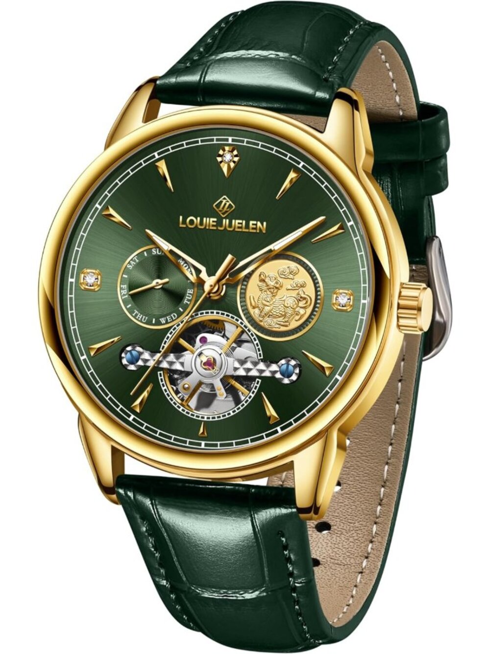 Stylish Men's Automatic Mechanical Watch - Waterproof, Self-Winding, Leather